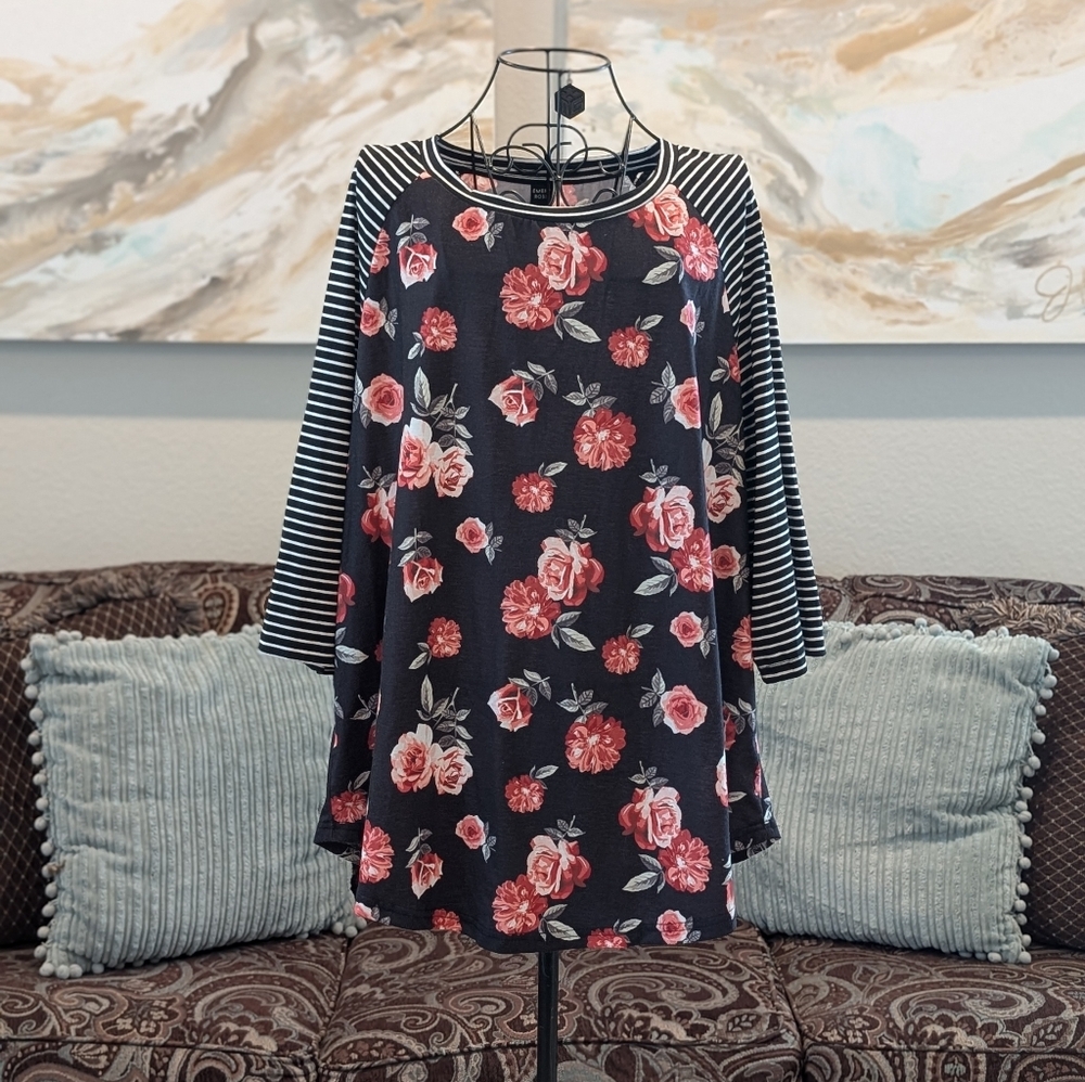 Floral and Striped Women's Top